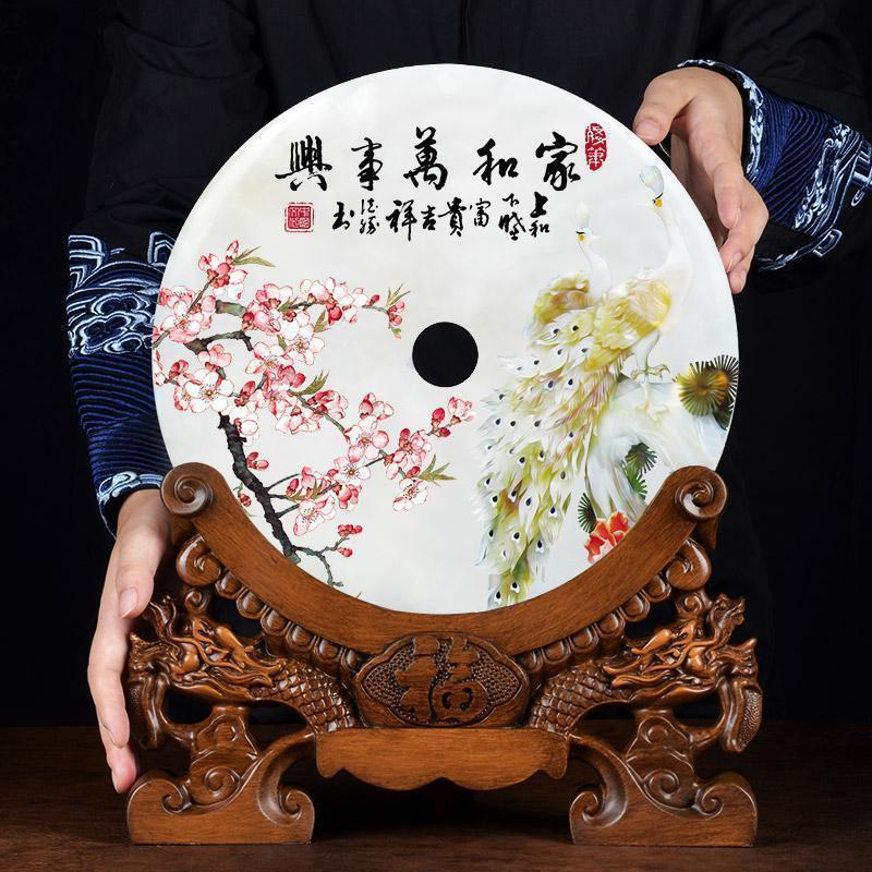 玉石平安扣摆件鸿运当头送朋友送亲戚乔迁新居家居客厅装饰品_865