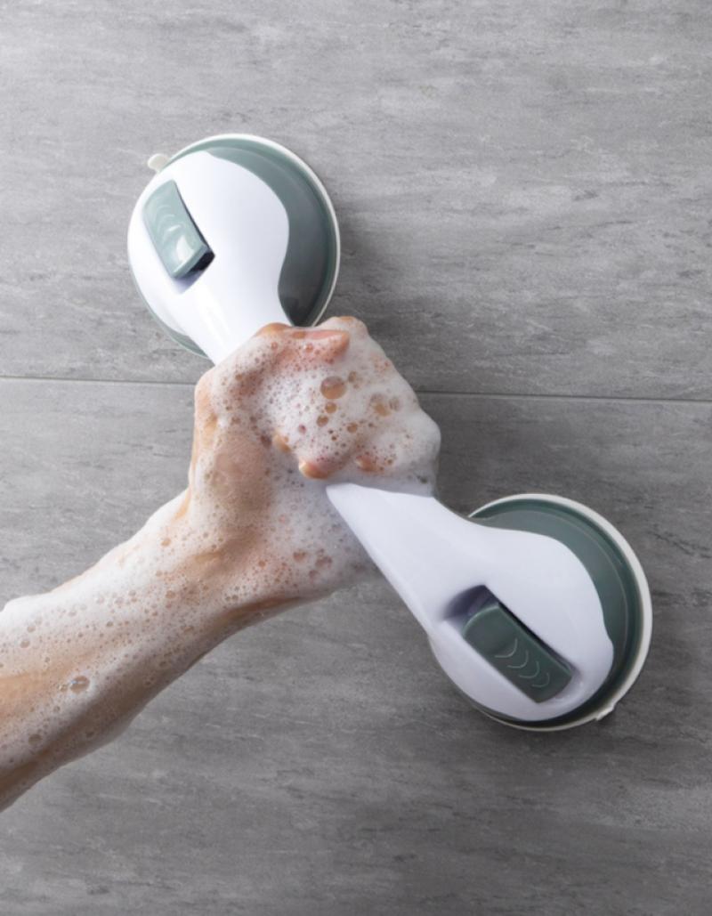 卫生间扶手栏杆老人安全防滑浴室免打孔马桶厕所真空吸盘防摔拉手-【升级款】强力吸盘安全扶手1个装（卡其绿）