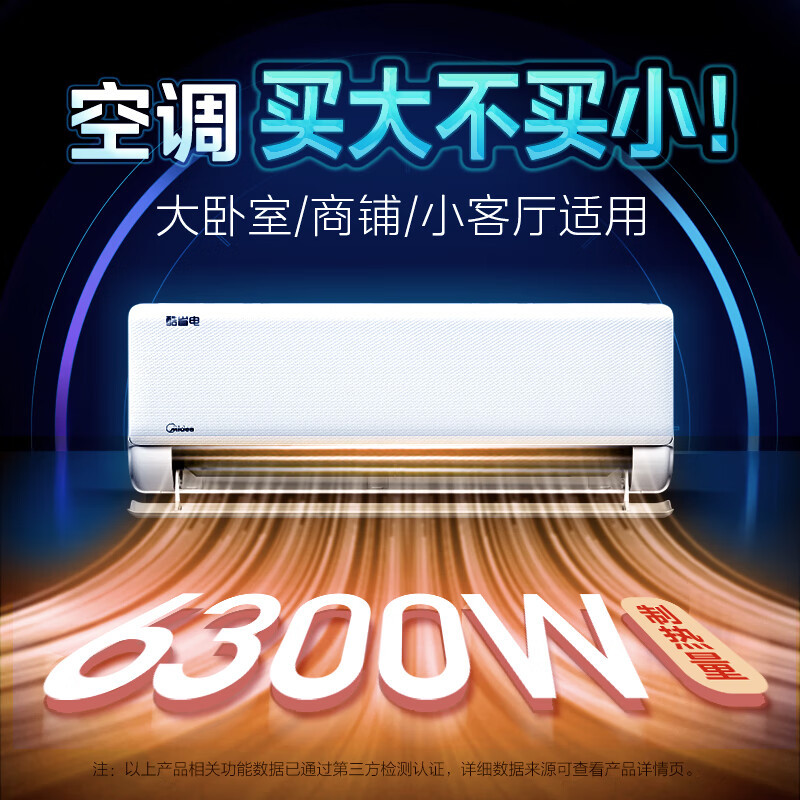 美的(Midea)空调小2匹p酷省电变频冷暖新一级能效智能壁挂式大风量客厅商铺节能挂机KFR-46GW/N8KS1-1