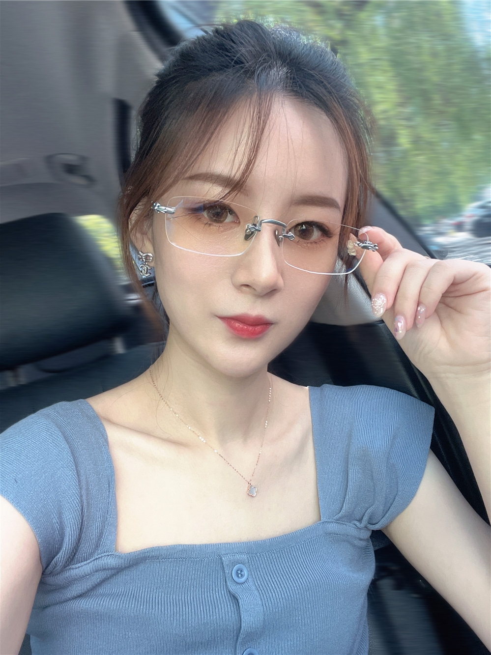 王一博同款2021新款尚境无框近视眼镜架纯钛商务白领男女士可配高度数防蓝光高清大图