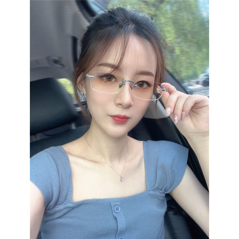 王一博同款2021新款尚境无框近视眼镜架纯钛商务白领男女士可配高度数防蓝光