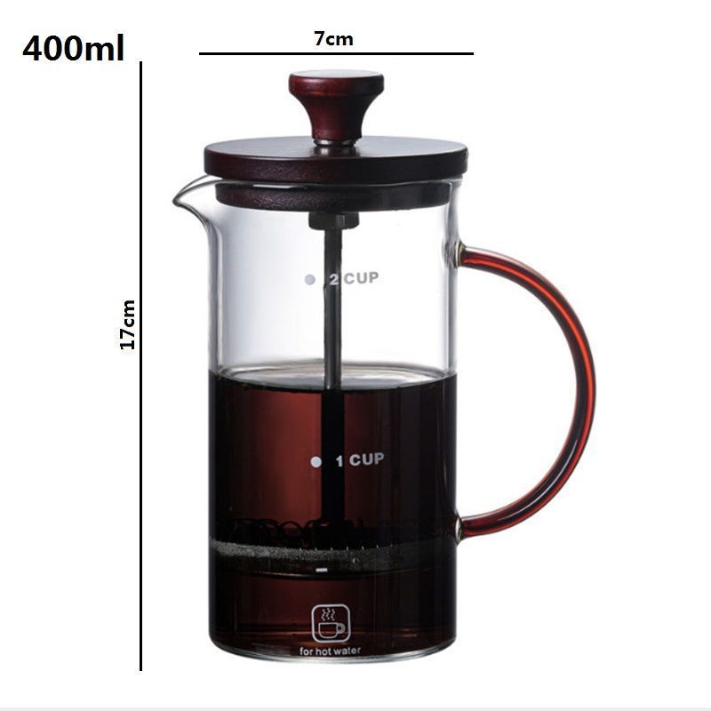 红木盖法压壶 400ml 咖啡法压壶家用法式冲茶器煮打奶泡咖啡壶摁压过滤式泡茶壶咖啡杯