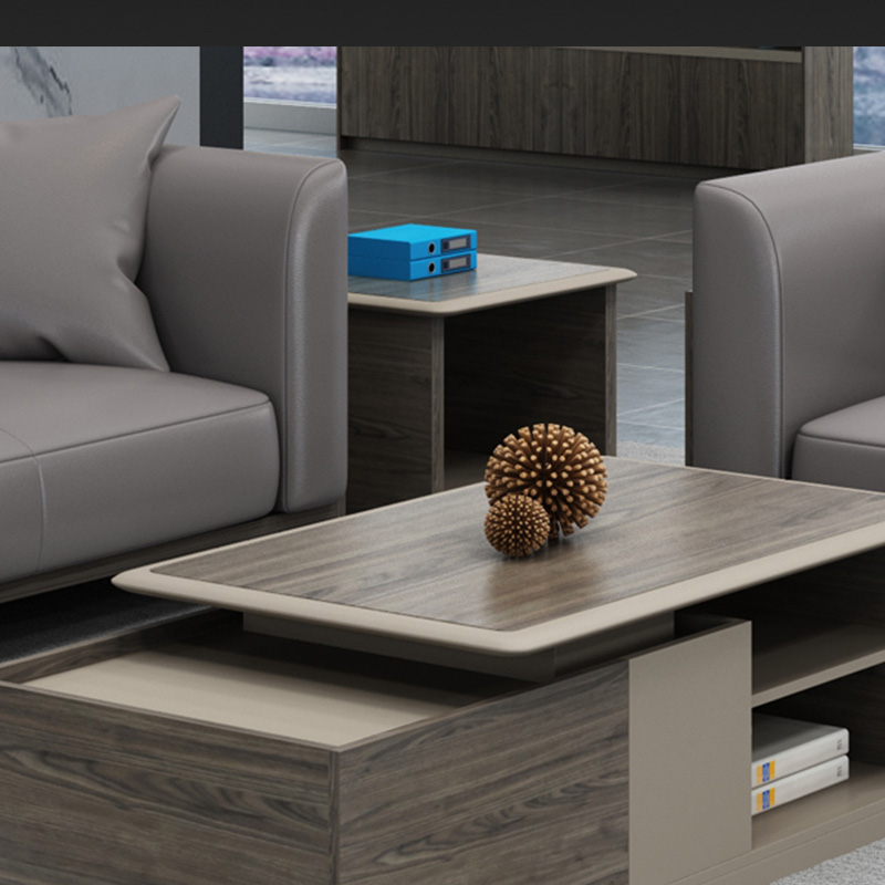 质凡办公家具商务办公沙发简约现代接待室会客皮沙发茶几组合套装 方茶几