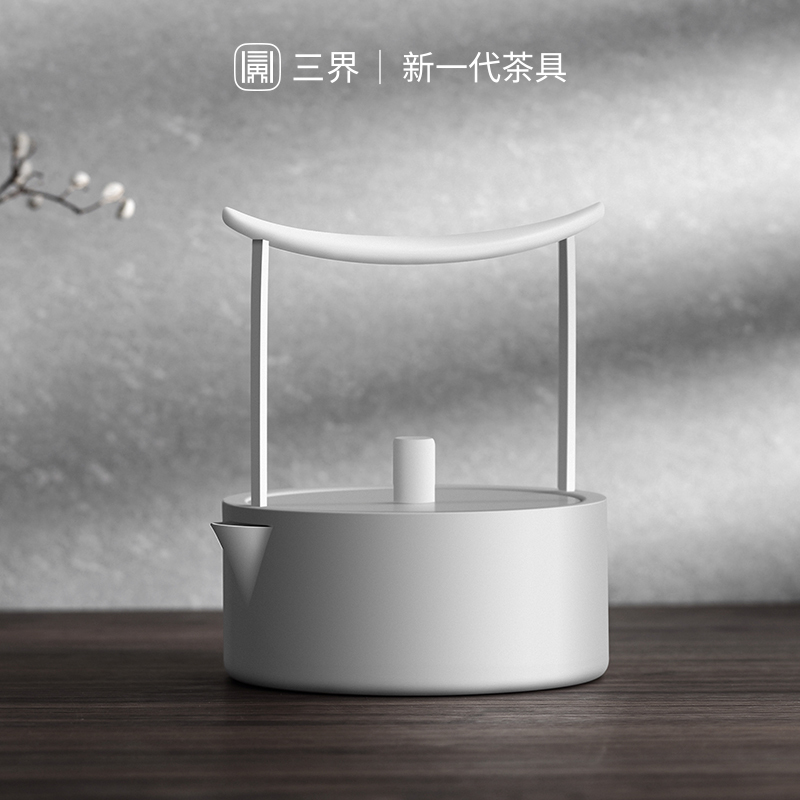 [苏宁自营]三界茶具 西壶电陶炉复古烧水壶 简约创意不锈钢煮茶壶家用泡茶烧水煮茶器迷你壶(白色)