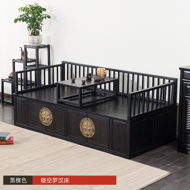苏宁放心购罗汉床实木新中式家具轻奢风胡桃木罗汉床沙发坐垫禅意客厅小户型A-STYLE图片