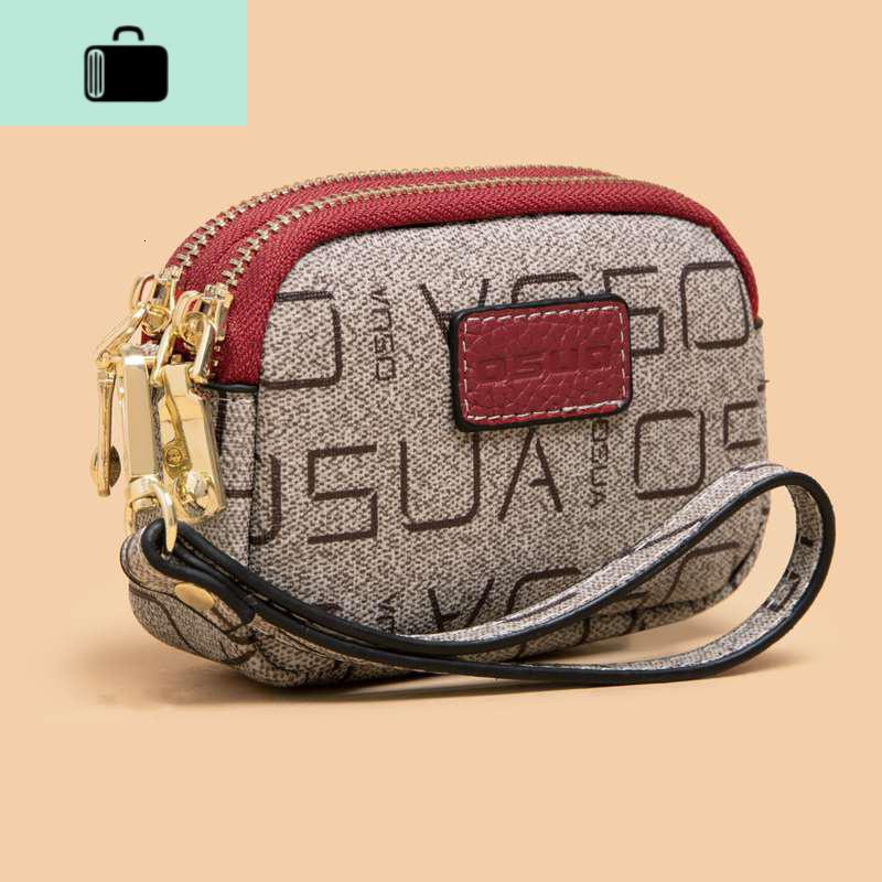 新款时尚手拿包女士钱包长款零钱包双拉链手机包大容量手抓包NEWLAKE_886 浅色配红色皮