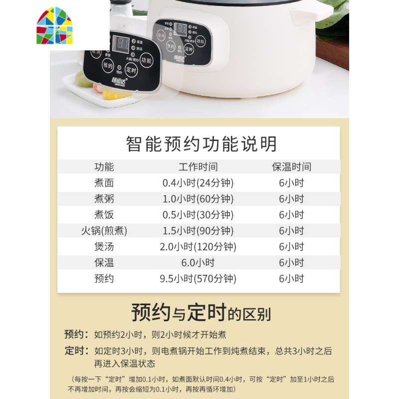 封后迷你定时电炖锅煲汤锅全自动智能炖锅煮粥锅家用1-2人-3人4用 FENGHO 卡其智能不粘22cm双层收藏加购送高清大图