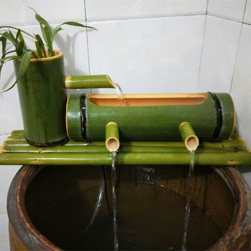 竹子流水器别墅庭院造景招财摆件 竹流水石鱼缸水池加湿过滤器