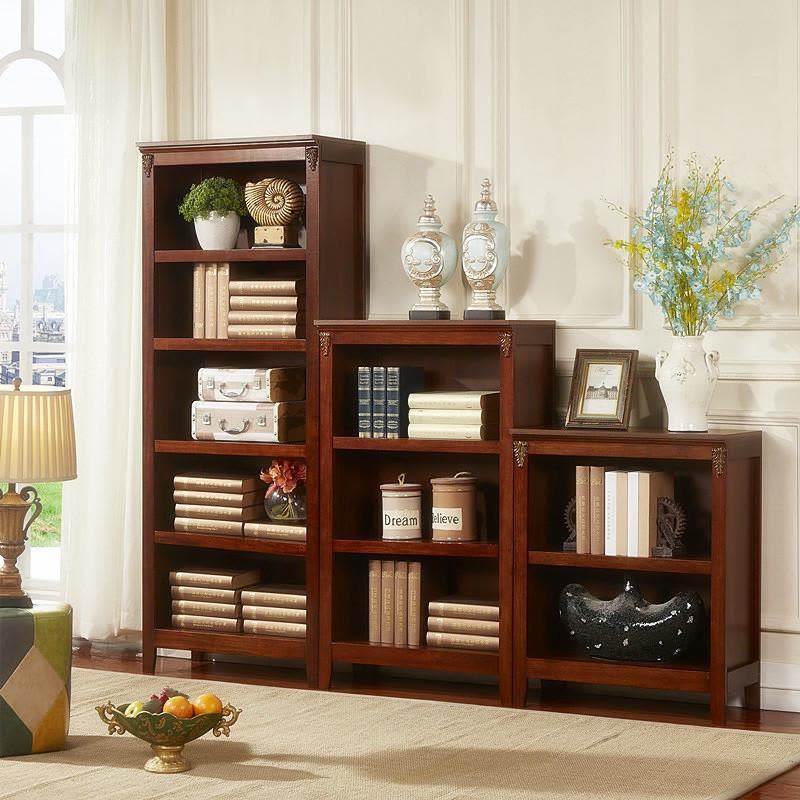 森美人美式书柜书架实木书橱儿童小书柜落地展示柜隔断储物柜收纳置物柜图片