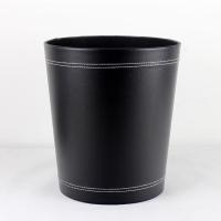 黑色牛皮纹纸篓 皮革垃圾桶大号无盖 厨房卫生间 家用客厅卧室欧式可爱时尚创意小