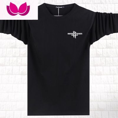 七斓男士长袖T恤秋衣大码男士卫衣圆领打底衫潮流宽松t恤 M建议100-120斤 黑色火箭