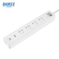 宝克(BAOKE)K614UK 插线板 新国标4位组合总控开关带2个USB延长线插座 2500W MAX 白色 1个