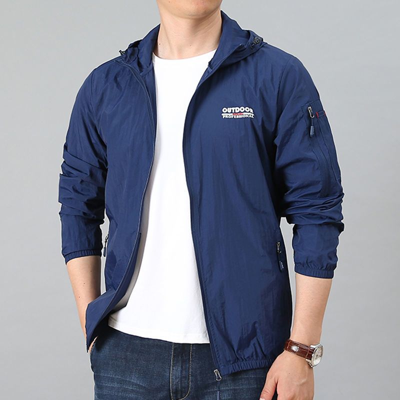 夏季防晒衣男超薄夹克休闲大码防晒服户外钓鱼透气皮肤衣运动外套青戈