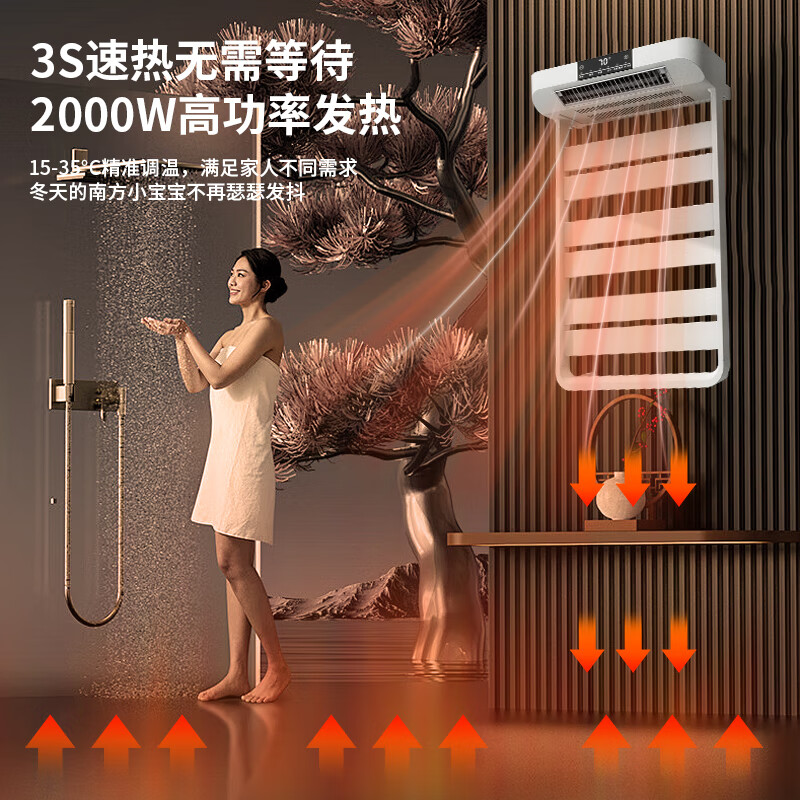 先锋智能语音浴室取暖器/暖风机/电热毛巾架/家用卫生间浴霸/冷暖两用/烘干抑菌 ZY-HN2395RB-22R白高清大图