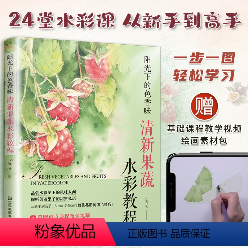 [正版]赠视频阳光下的色香味 清新果蔬水彩教程 抖音网红sunny首作零基础水彩入门教程绘画自学书籍透明水彩画技法大全高清大图