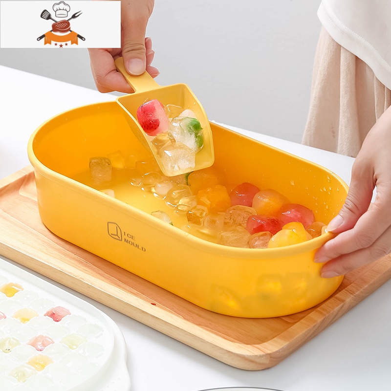 夏季冰箱冻冰块模具家用冰格制冰盒冰块盒大储存冰盒商用制冰器 敬平 白色套装[63格冰格+防尘盖+储冰盒+冰铲]高清大图