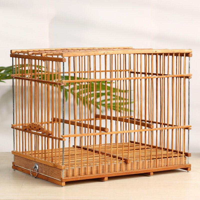 原色长方笼裸笼竹制靛颏竹子方笼鸟笼玉鸟相思鸟带配件鸟笼绣眼长笼方