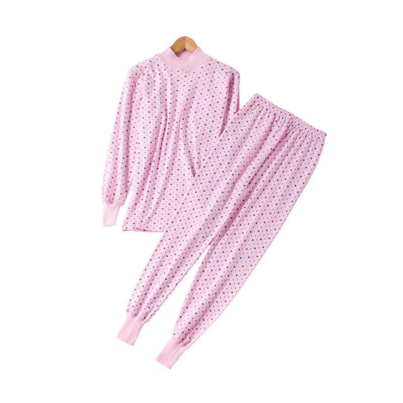 中老年人纯棉秋衣秋裤套装妈妈中高低领薄保暖内衣奶奶线衣线裤女