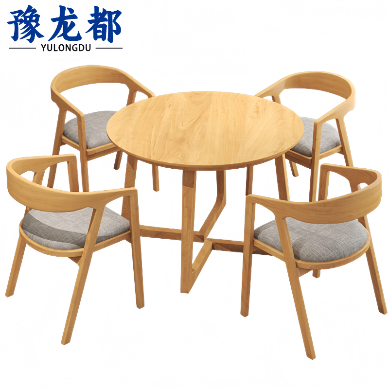 豫龙都休闲桌椅子实木套高清大图