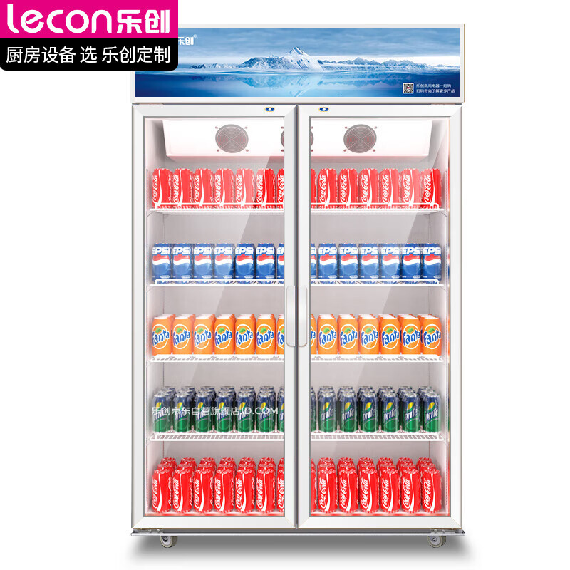 乐创(lecon)双开门展示柜冷藏柜立式冷柜超市便利店餐厅饭店冰箱立式冷柜 LC-ZSG02 618F/B1
