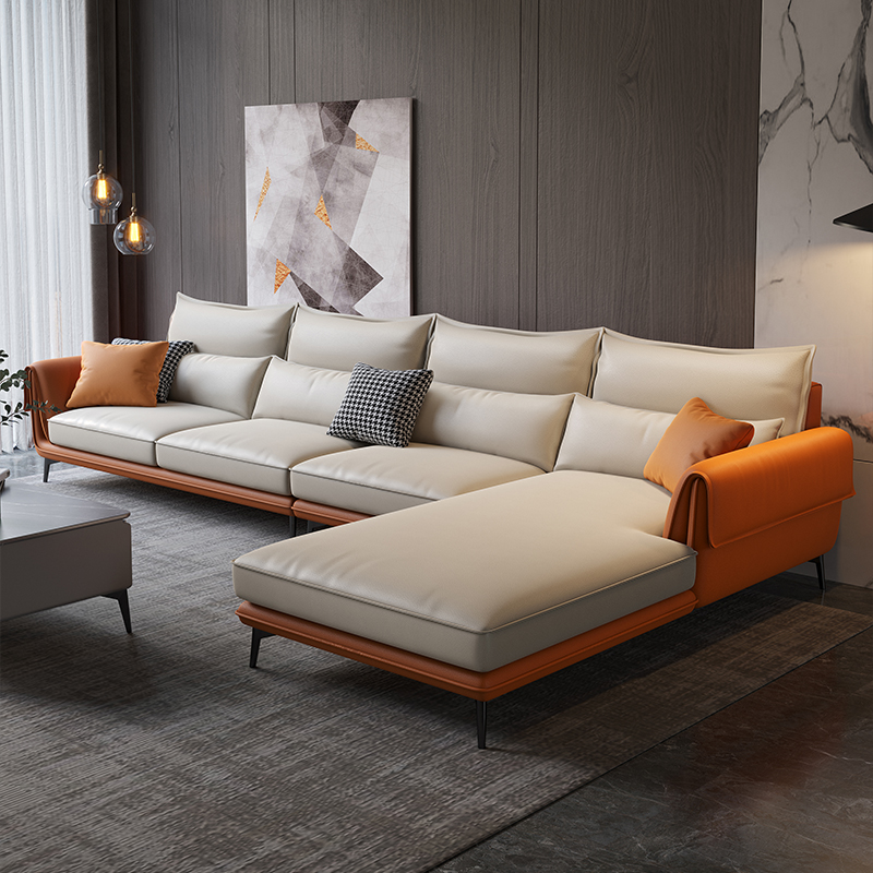 禧漫屋 现代简约轻奢沙发客厅家具家居沙发意式极简皮艺大小户型简欧