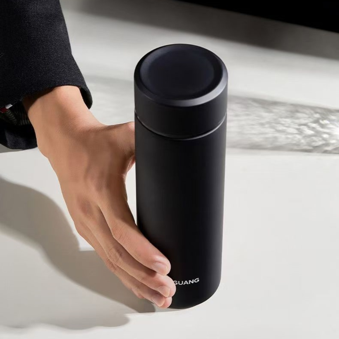 富光真空不锈钢保温杯男女便携简约商务水杯泡茶杯黑色520ml高清大图
