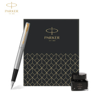 派克PARKER 钢笔 乔特钢杆金夹墨水笔+墨水礼盒套装 学生商务办公通用书写练字专用金属0.5mm不锈钢F笔尖