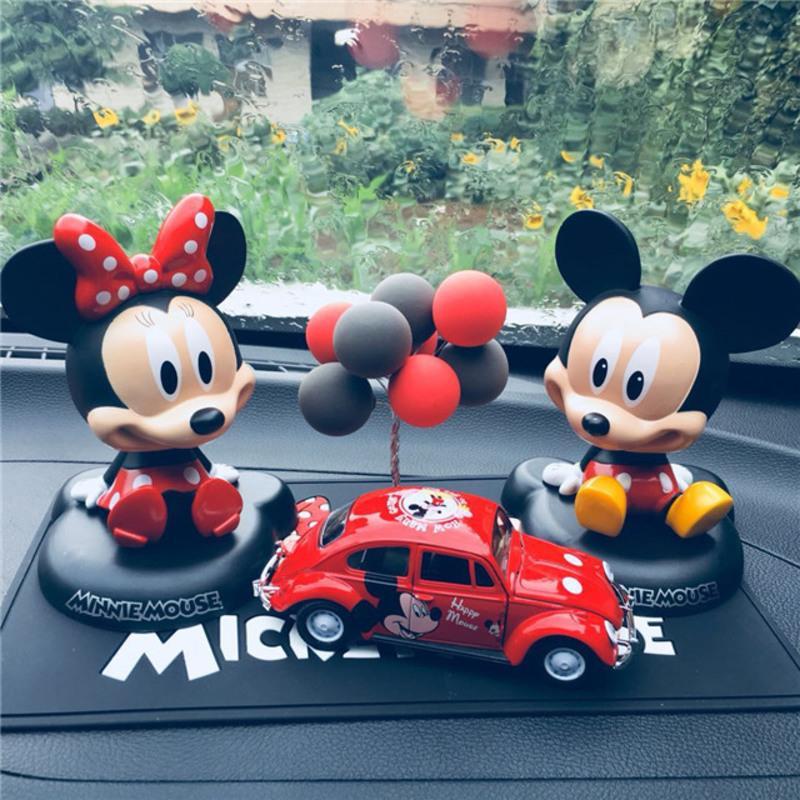 敬平创意米妮车饰内饰米奇合金车载中控台摇头汽车摆件车内装饰品弹簧