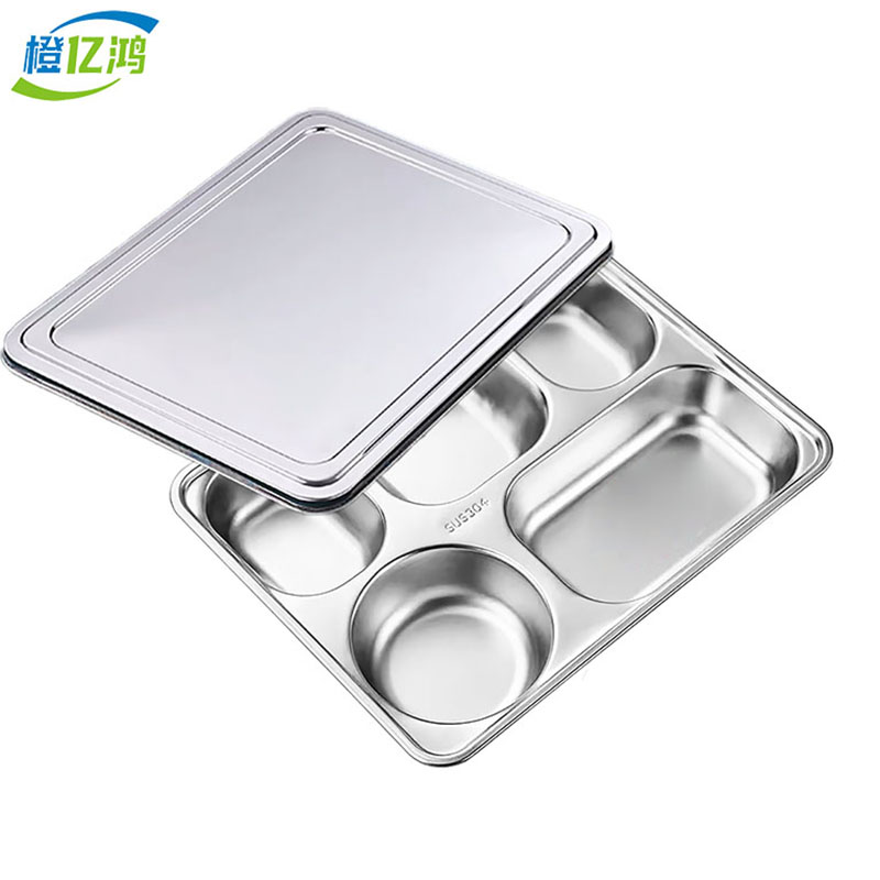 橙亿鸿 304不锈钢餐盘配钢盖 五格/个高清大图