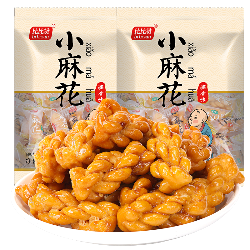 比比赞日式小圆饼【整箱】500g+比比赞【混合味】小麻花500g 饼干零食小吃宵夜充饥食品整箱