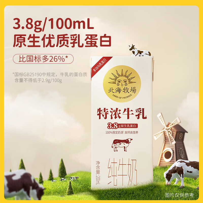 北海牧场 特浓牛乳纯牛奶200ml*12盒 3.8g原生乳蛋白自带甜感高钙年货礼盒