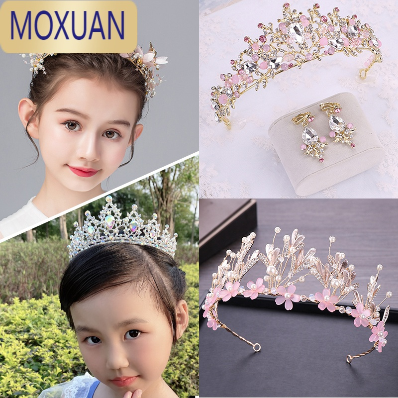 MOXUAN皇冠头饰儿童公主头箍小女孩宝石发卡女童发箍发饰小孩子发夹王冠