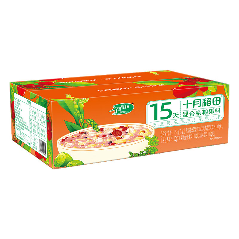 十月稻田混合杂粮粥料1.5kg(100g*15包)八宝粥黑米百合红豆小米莲子粥高清大图