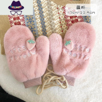 手套冬季女毛绒加绒加厚保暖软妹可爱卡通全指情侣手套挂脖便携 FISH BASKET