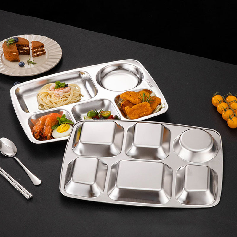 顺心优 不锈钢餐盘 新款大勺六格 304材质1.2厚/个高清大图