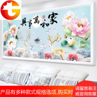 家和万事兴十字绣客厅简单5d钻石画大幅荷花发财鹿砖石画
