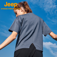 Jeep吉普户外吸湿快干T恤男女亲肤透气兰精莫代尔短袖运动速干T