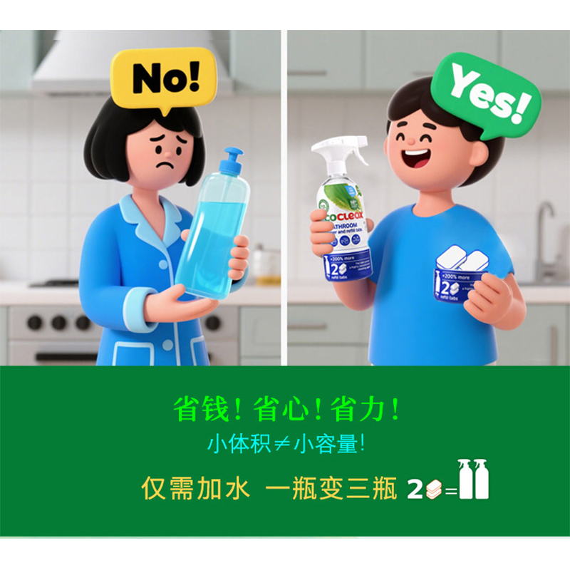 卫丫 3in1卫浴除渍除垢清洁喷剂500ml+2片溶解剂高清大图