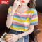 盐系短袖T恤女宽松新款潮韩版条纹衣服ins上衣