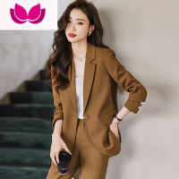 七斓黑色西装套装女2023新款小个子职业气质女范休闲小西服外款 XL 单件咖啡色西装