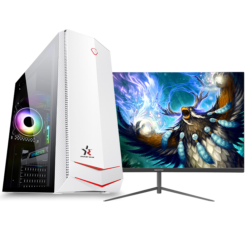 世纪之星 i7级六核至强E5 2620/AMD游戏独显/16G内存/256G固态+500G机械盘 家用办公商务学生网课 游戏电脑 台式机 组装电脑 台式电脑 电脑主机+24英寸全套