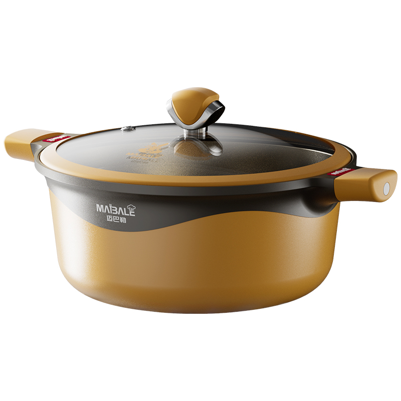 迈巴勒 MKP-8569LP 加厚家用不粘煮粥汤锅30CM+硅胶+硅胶漏勺三件套