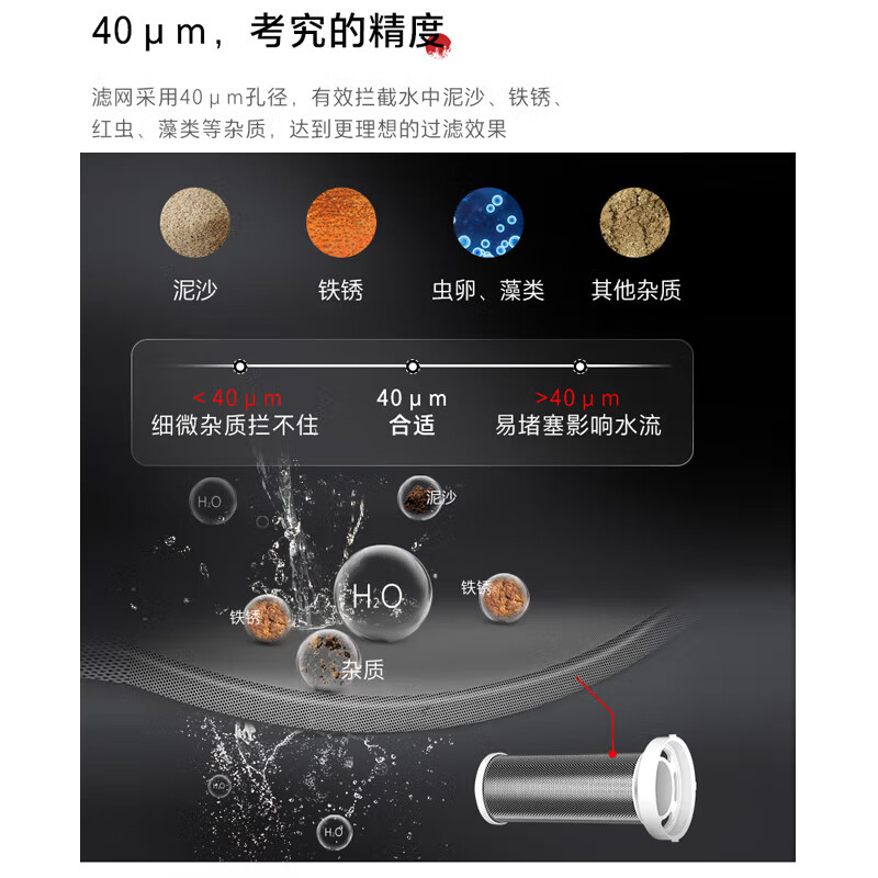 东芝(TOSHIBA) 家用前置过滤器 全屋自来水40微米双涡轮反冲洗 实测6T/h大通量 TQ40-02高清大图