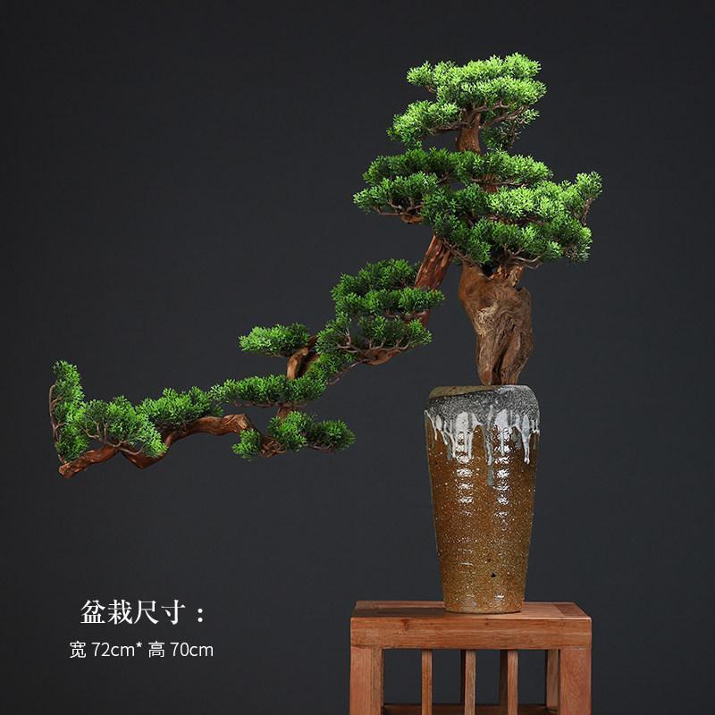 美帮汇新中式家居摆件四季迎客松盆景酒店走廊绿植玄关装饰摆件高清大图