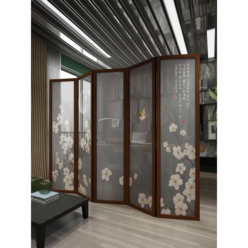 BONJEAN新中式屏风隔断客厅卧室酒店办公室简约现代折叠移动实木布艺折屏高清大图