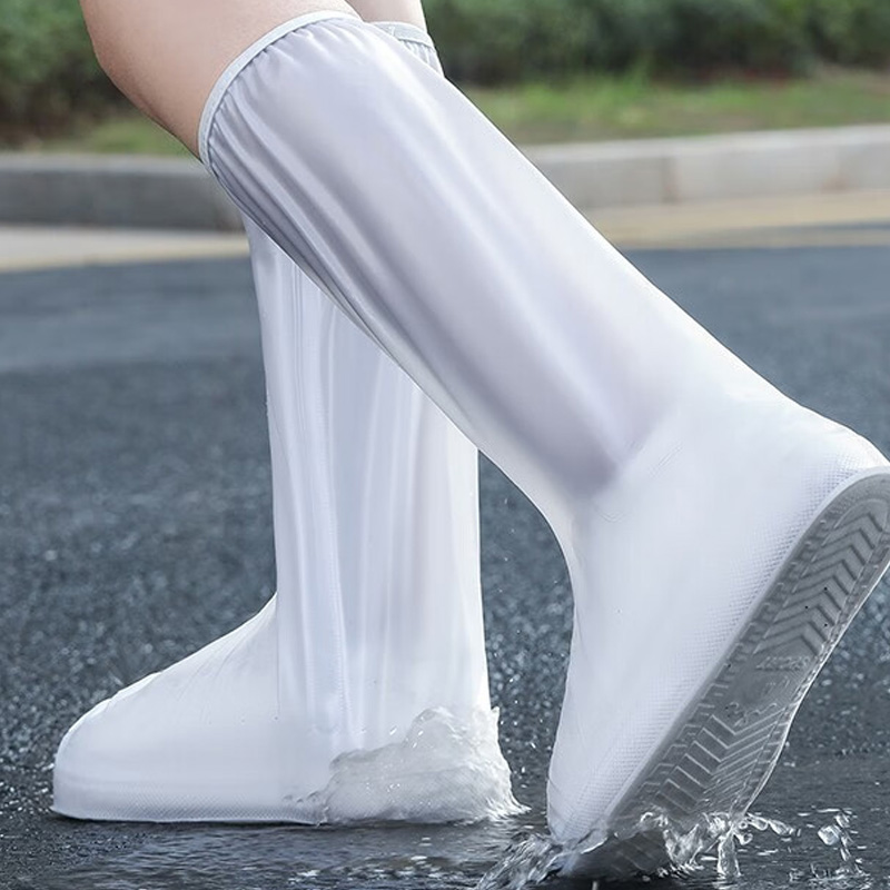 敏胤 MY-3005高帮（筒高约42cm)乳胶雨套靴防水鞋套男女通用 白色 M(38-39码）高清大图