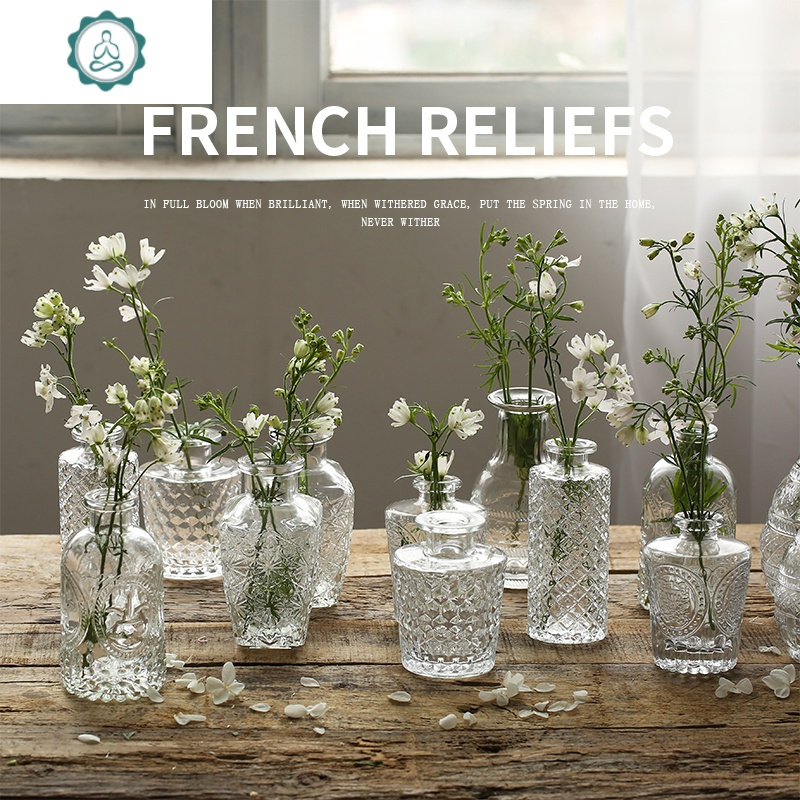 封后 Fenghou 花瓶 花艺精致复古轻奢浮水晶法式玻璃小袖珍拍照道具摆拍摄影水培干花瓶封后复古透明 价格图片品牌报价 苏宁易购杰伦家居专营店