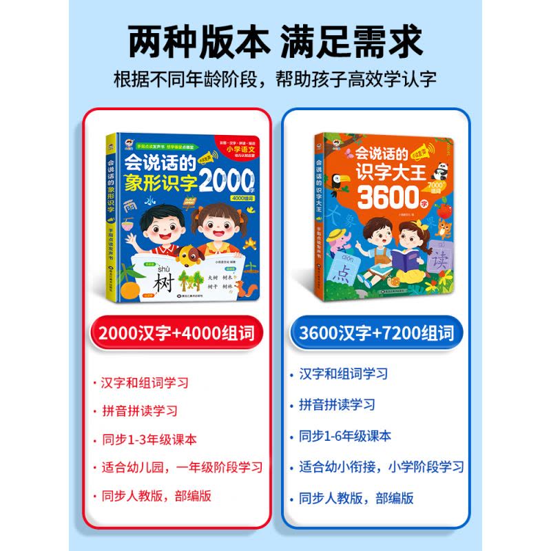 正版图书]会说话的识字大王3600字点读发声书有声早教书识字书幼儿认字