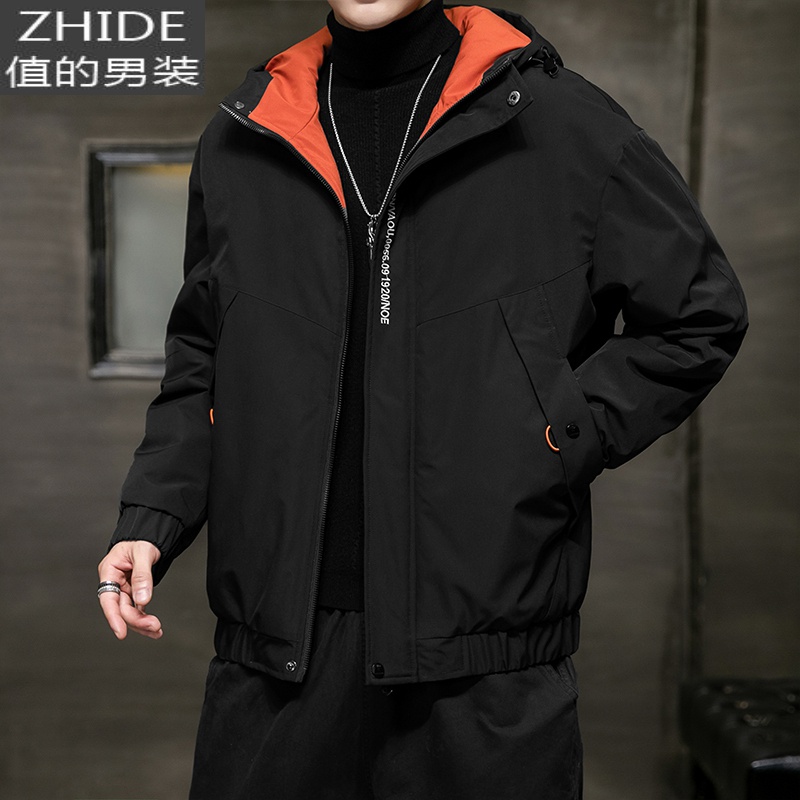SUNTEK秋冬男士加绒夹克厚外套冲锋男装穿搭年轻中年短款风衣30-35-40岁风衣高清大图