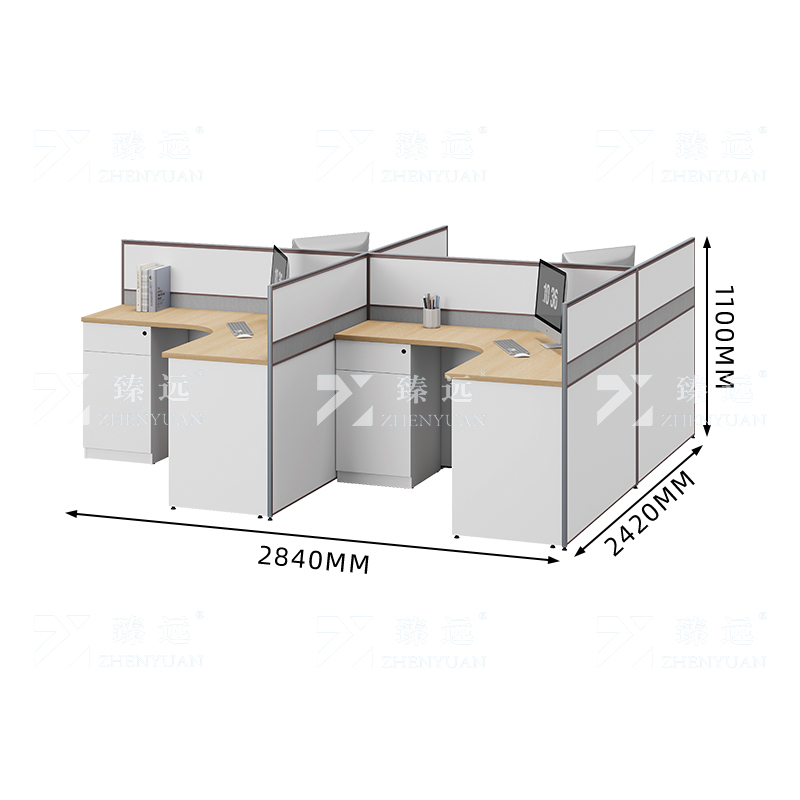 臻远 ZYGW-010职员桌办公桌屏风工作卡位T型四人位高清大图